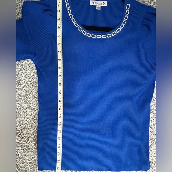 Nanette Lepore Royal Blue Top with Chain Accent - Picture 6 of 7